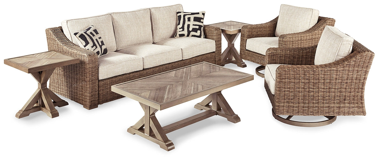 Beachcroft Outdoor Sofa and  2 Lounge Chairs with Coffee Table and 2 End Tables