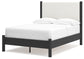 Cadmori Full Upholstered Panel Bed with Mirrored Dresser, Chest and 2 Nightstands