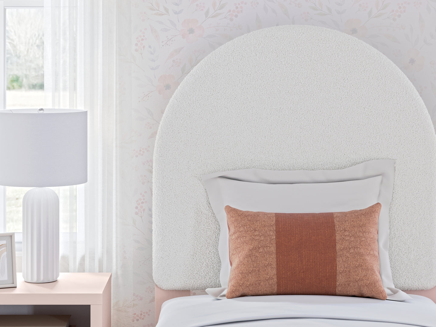 Wistenpine Twin Upholstered Panel Headboard with Nightstand
