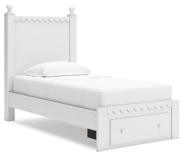 Mollviney Twin Panel Storage Bed with Mirrored Dresser and 2 Nightstands