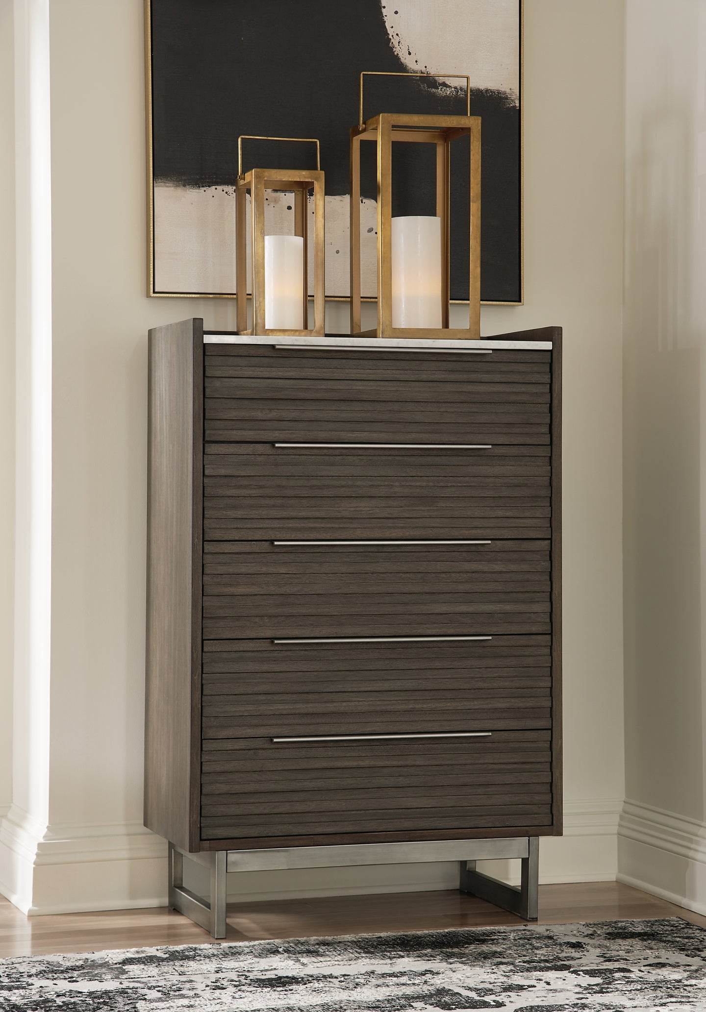 Arkenton King Panel Bed with Mirrored Dresser and Chest