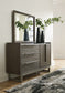 Arkenton California King Panel Bed with Mirrored Dresser